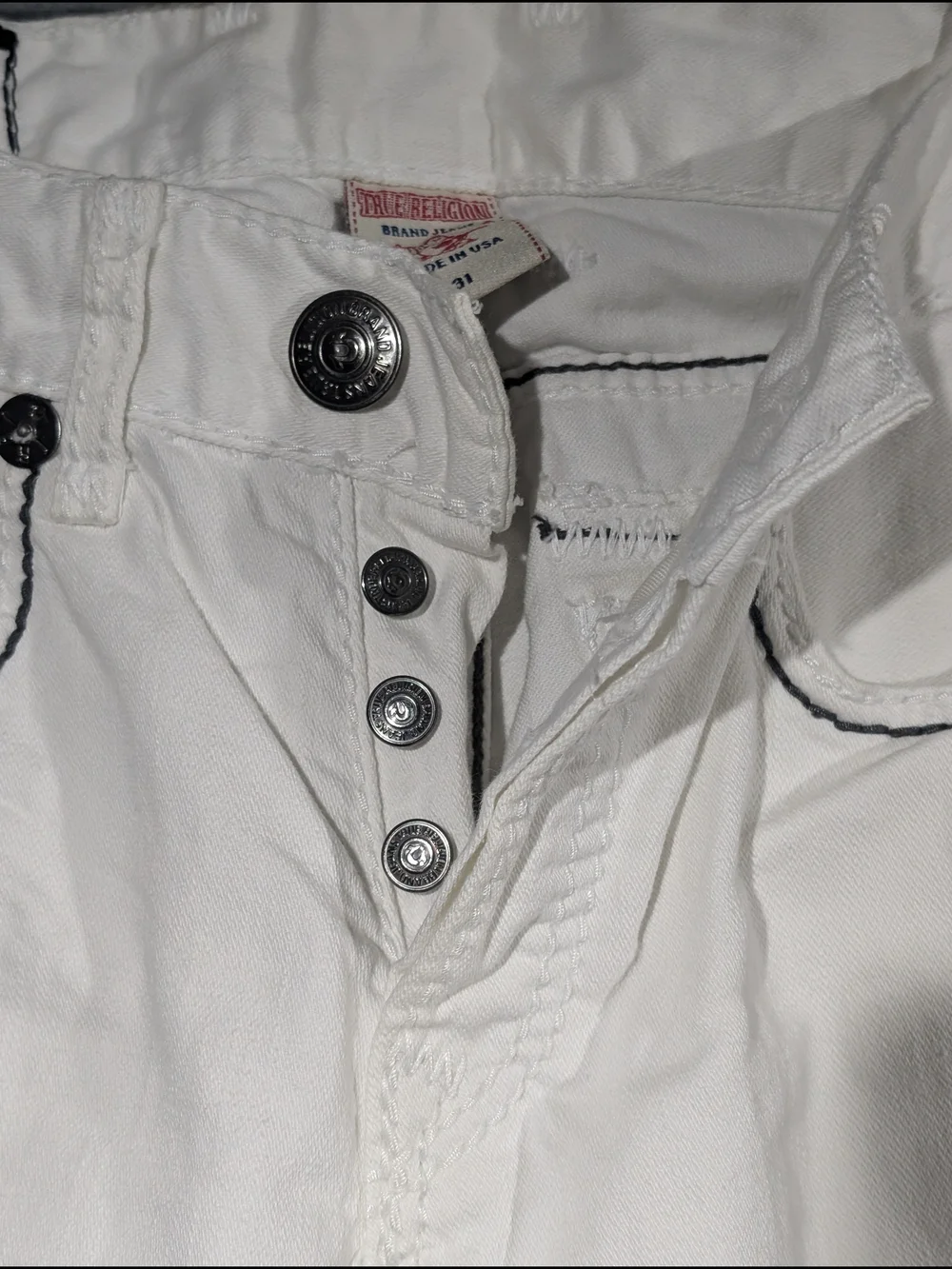 NWT True Religion Nathan Giant Big T Jeans White Size 31 - 2000s USA MADE  HTF!